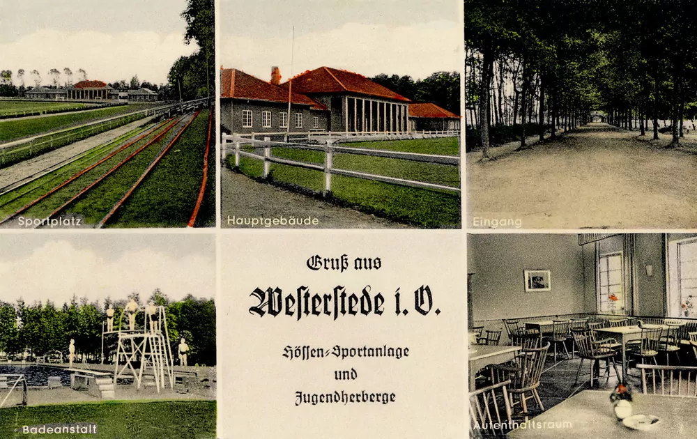 Postkarte der Jahnallee 1950/1952